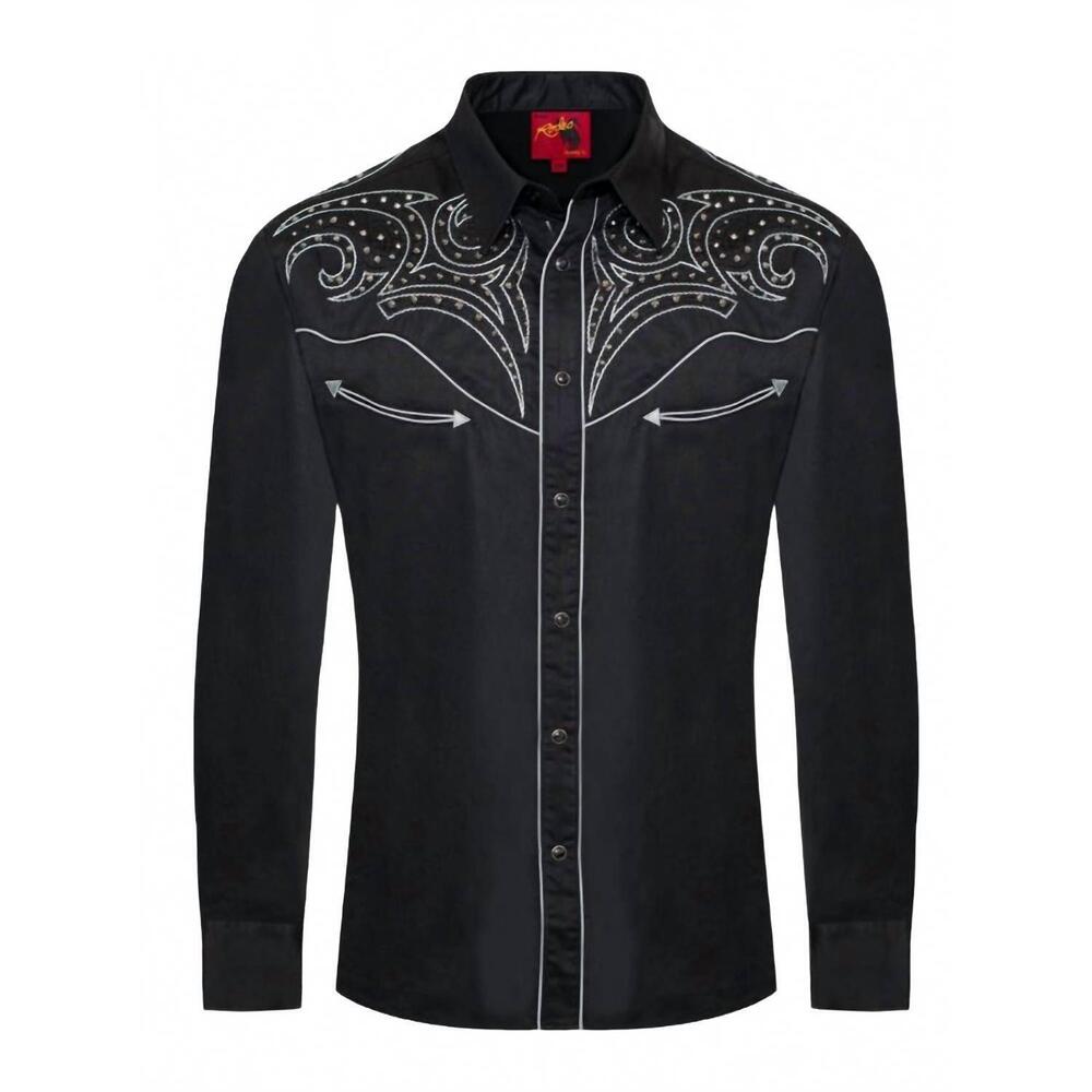 NEW RODEO CLOTHING men's western shirt in black white